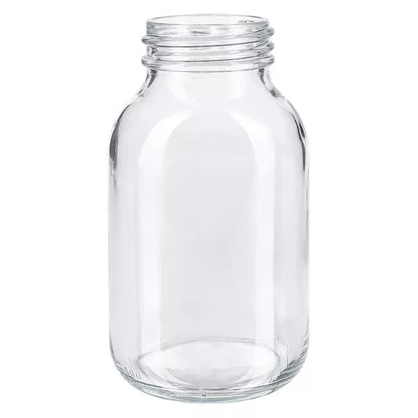Fles met wijde hals 500 ml helder glas met DIN 55 opening zonder sluiting