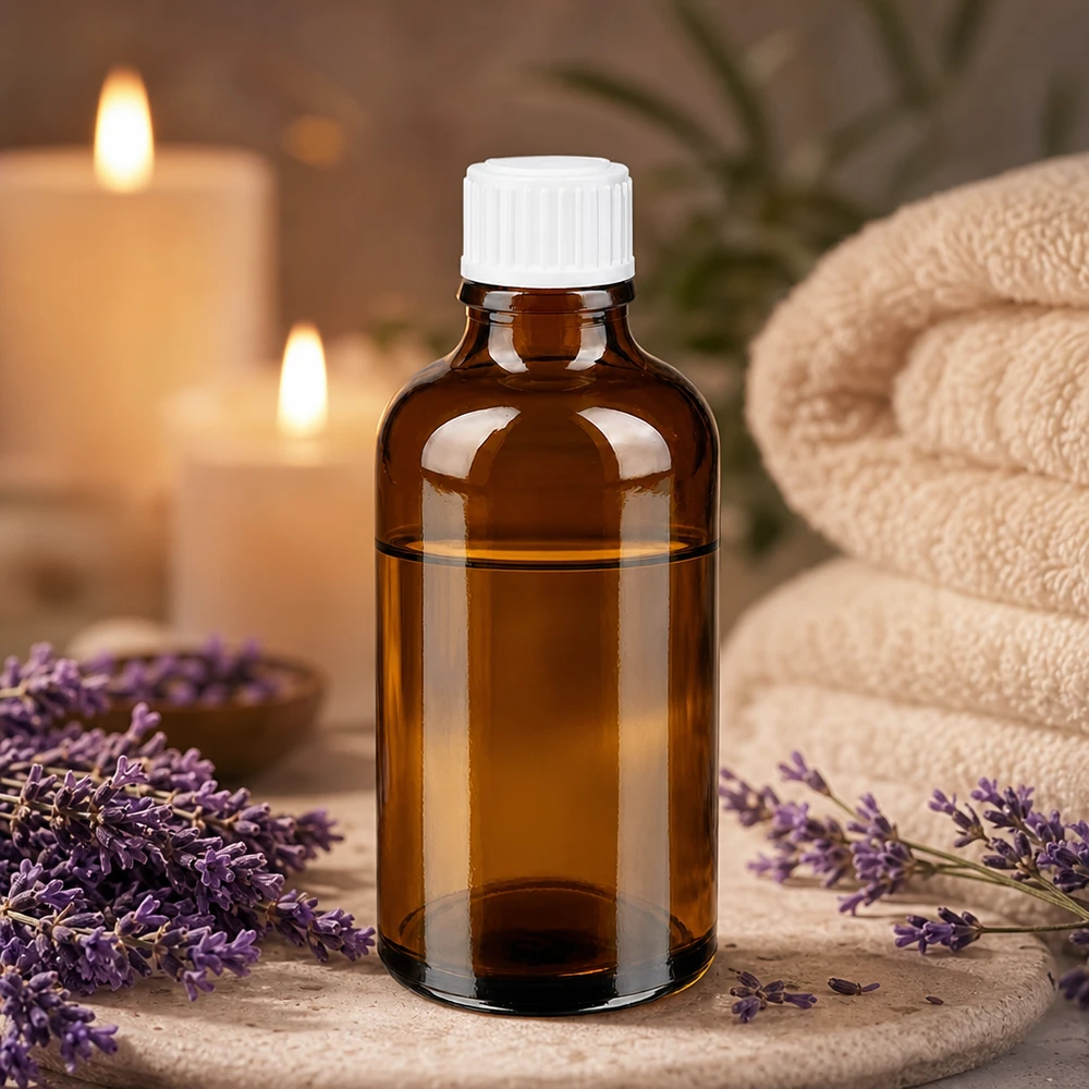 Apothekersflesje van 50 ml, bruin glas, met witte dop van 11 mm, ideaal voor etherische oliën en essences