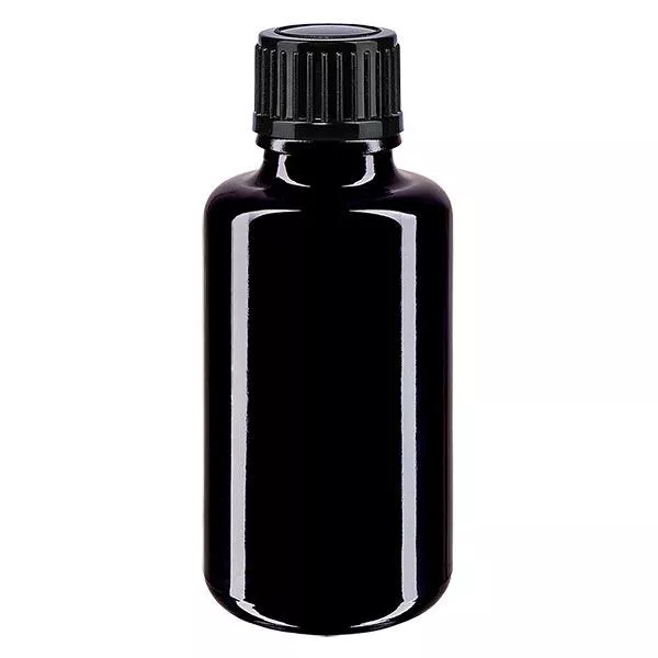 Apothekersflesje viol. 30ml druppelaar v. 1mm zwart St Apothekersflesje viol. 30ml druppelaar v. 1mm zwart St