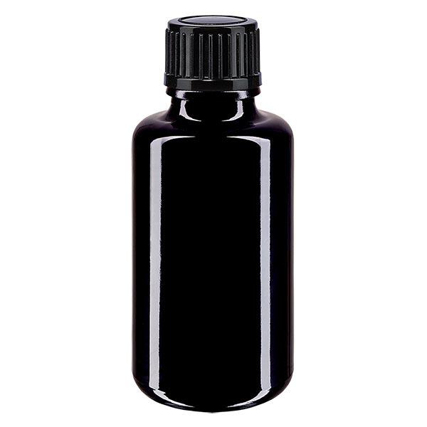 Apothekersflesje viol. 30ml druppelaar v. 1mm zwart St Apothekersflesje viol. 30ml druppelaar v. 1mm zwart St