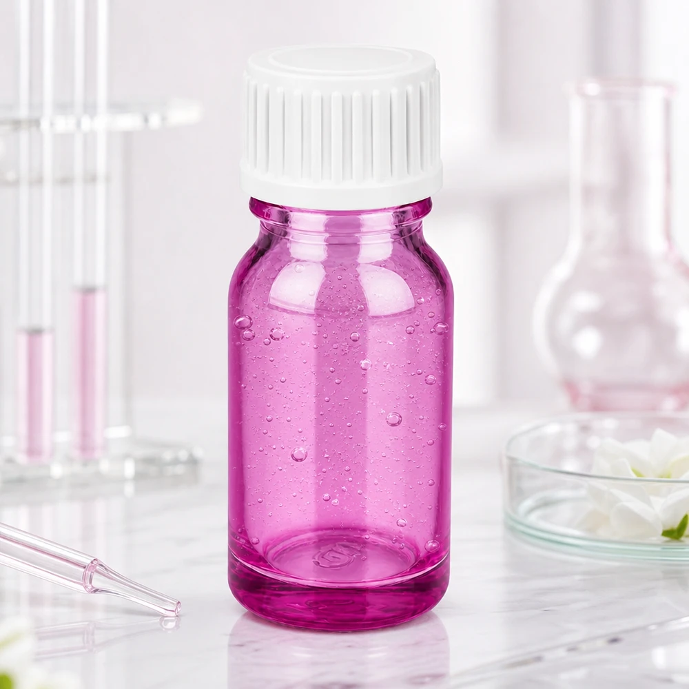 Transparant violet 10ml flesje van stevig glas met stevige schroefdop