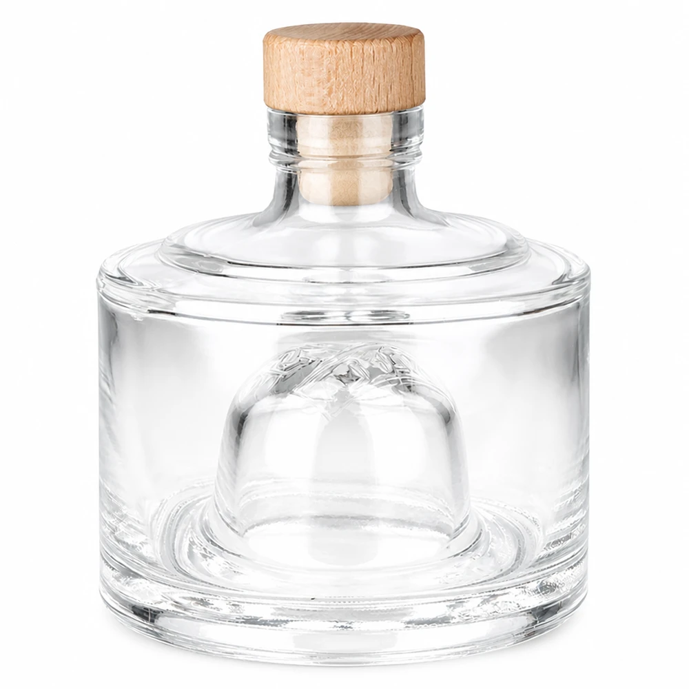 200 ml glazen fles Barbara met houten kurk met handvat UNiTWIST® 200ml Glasflasche Barbara mit Holzkorken transparent leer Produktfoto Glasflaschen mit Kork Verschluss