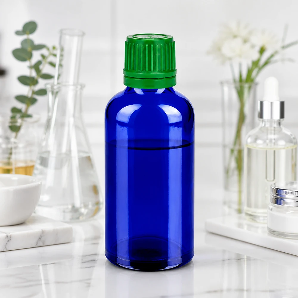 Flesje van 50 ml met robuust borosilicaatglas en chemisch bestendige groene dop