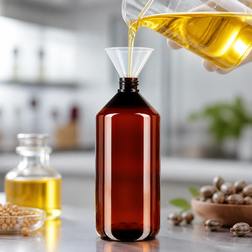 PET fles 750ml met ontgassingsdop rood Bruine PET-fles van 750 ml met ontluchtingsdop, ideaal voor het afvullen van spijs- en plantaardige oliën