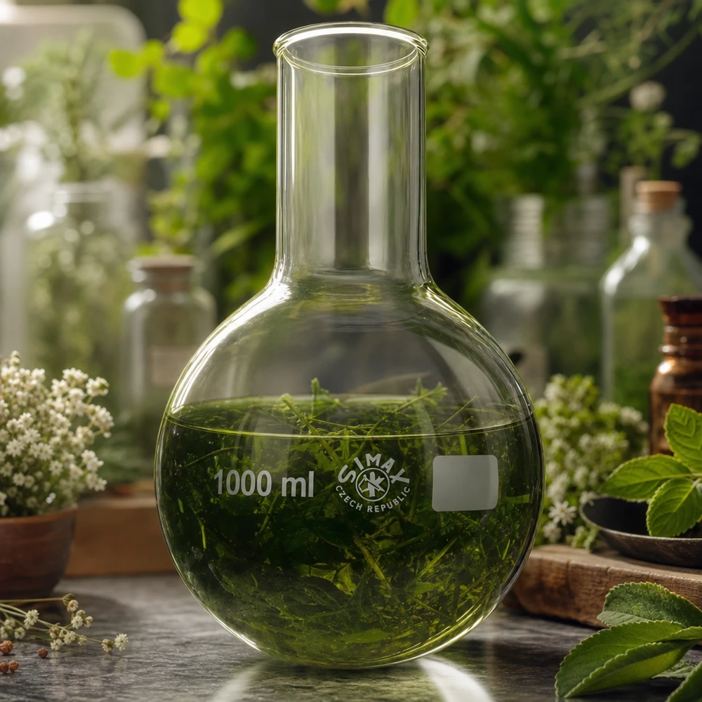 Professionele laboratoriumkolf 1000ml met robuuste glazen wand voor intensief gebruik