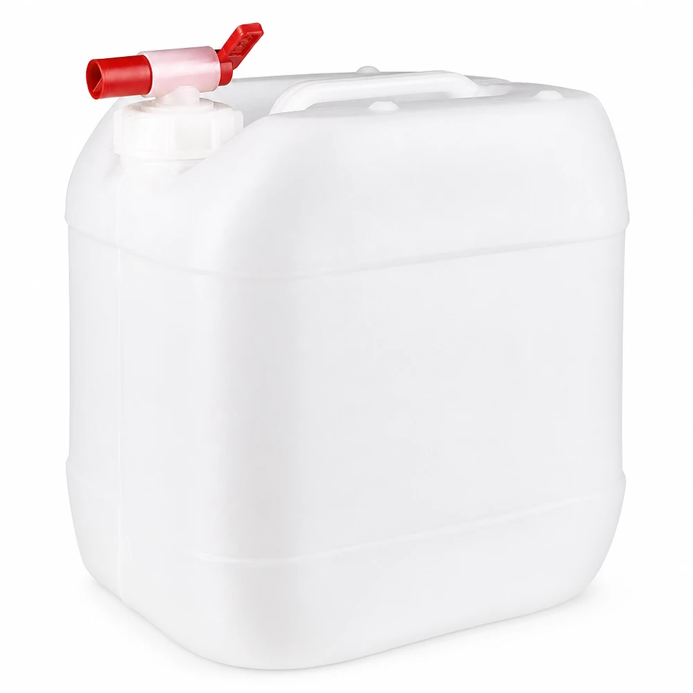 15l jerrycan met aftapkraan, UN-toelating Stevige campingjerrycan van 15 liter, wit, met tapkraan, ideaal voor buitenactiviteiten en kamperen