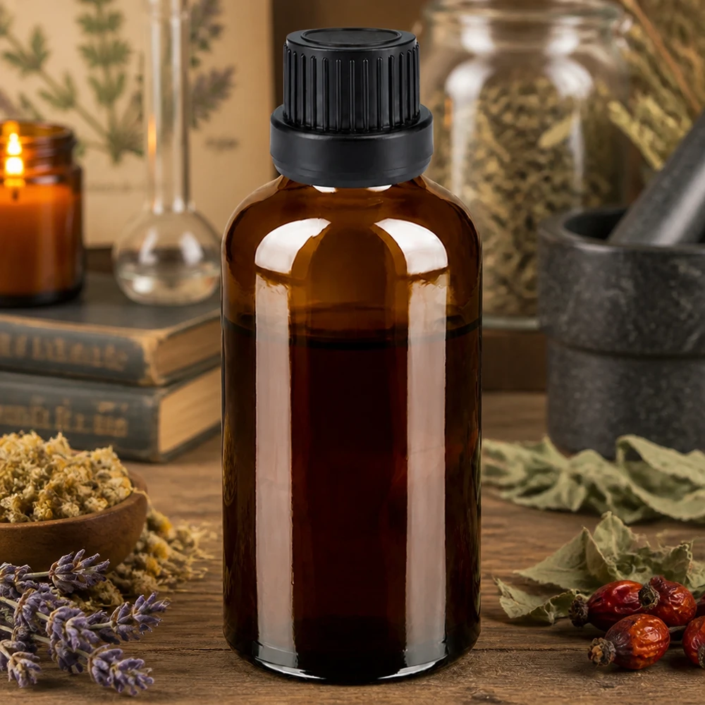 Druppelflacon 50ml met robuuste zwarte dop voor langdurig gebruik