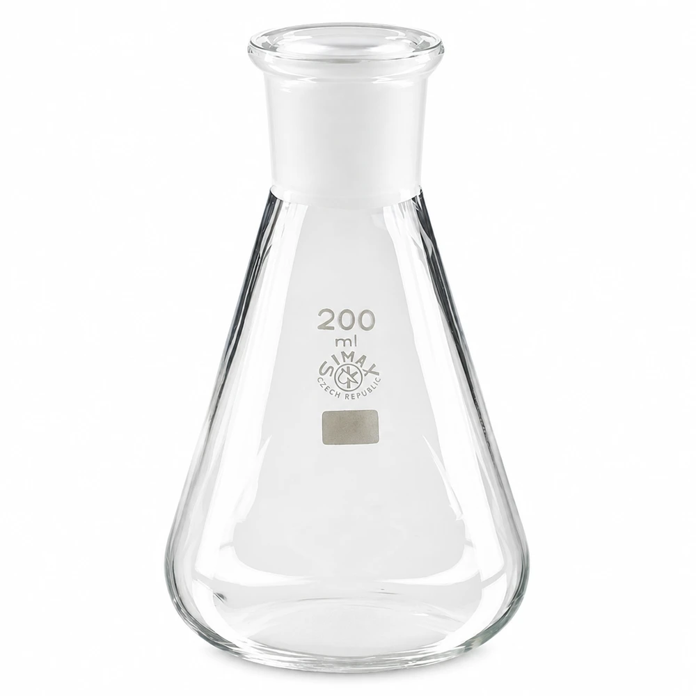 Erlenmeyer 200 ml nauwe hals borosilicaat met slijpstuk 29/32