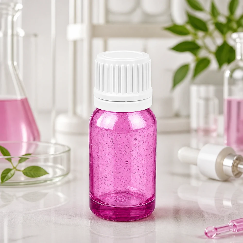 10ml flesje 11mm schroefdop wit Originality schroefdop PurpleLine UT18/10 10ml glazen flesje in elegant violet met witte dop voor hoogwaardige cosmetische producten