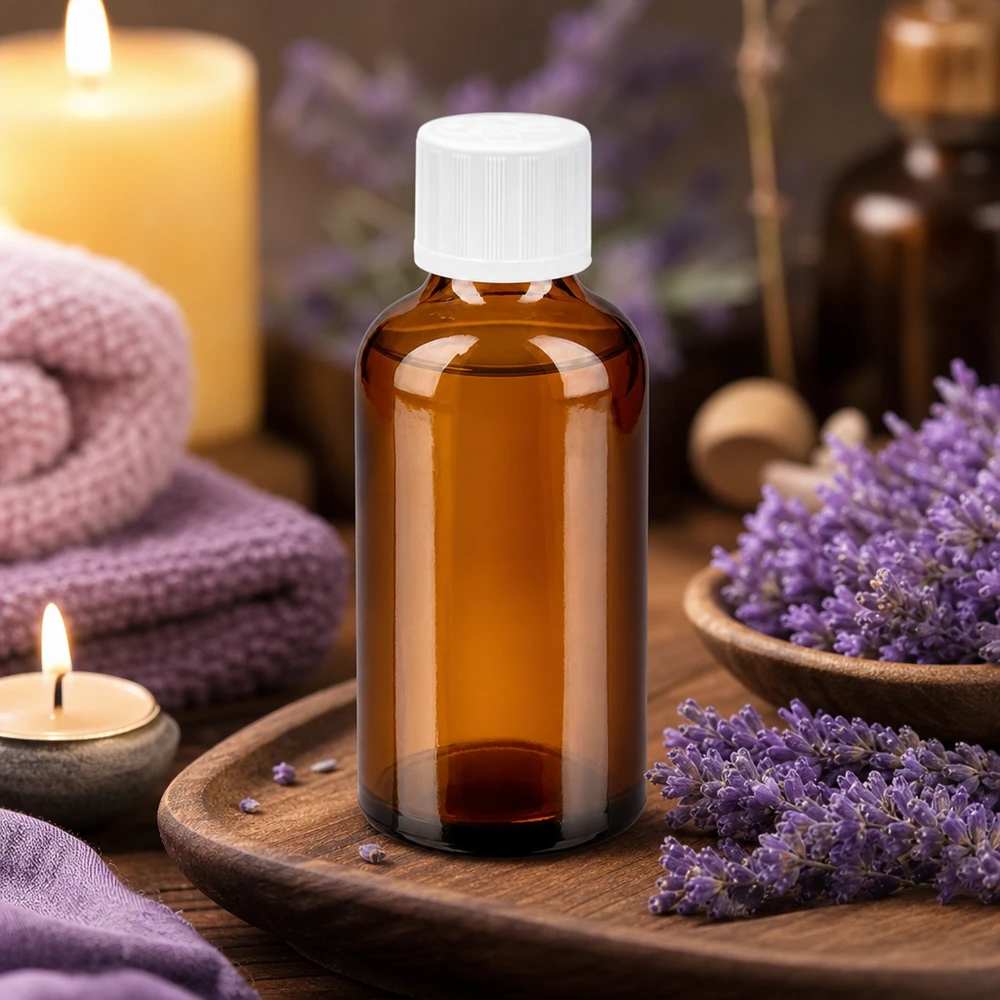 50ml amberkleurige glazen fles met standaard schroefdraad voor professionele cosmetica en farmacie