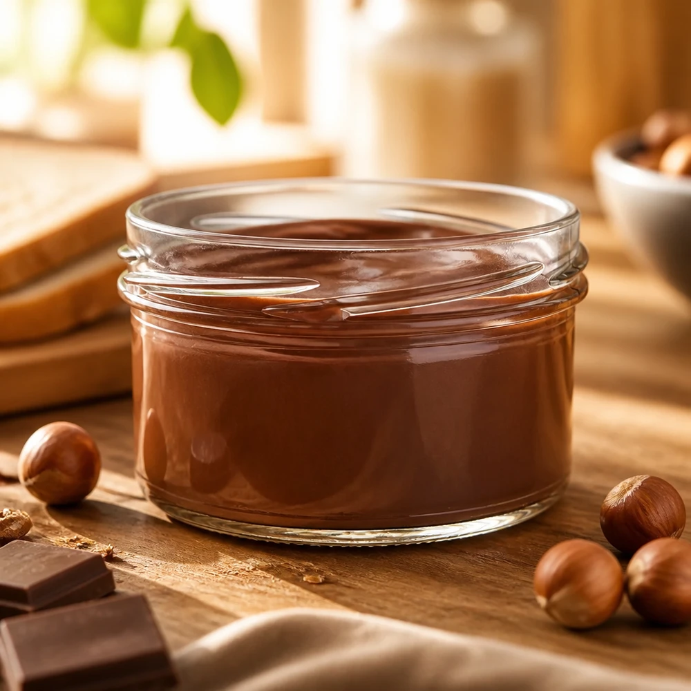 UNiTWIST Runda186 - Rundglas Inhalt 186ml TO82 UNiTWIST Runda186 bewaarpot 186 ml TO82 met zelfgemaakte romige chocoladepasta