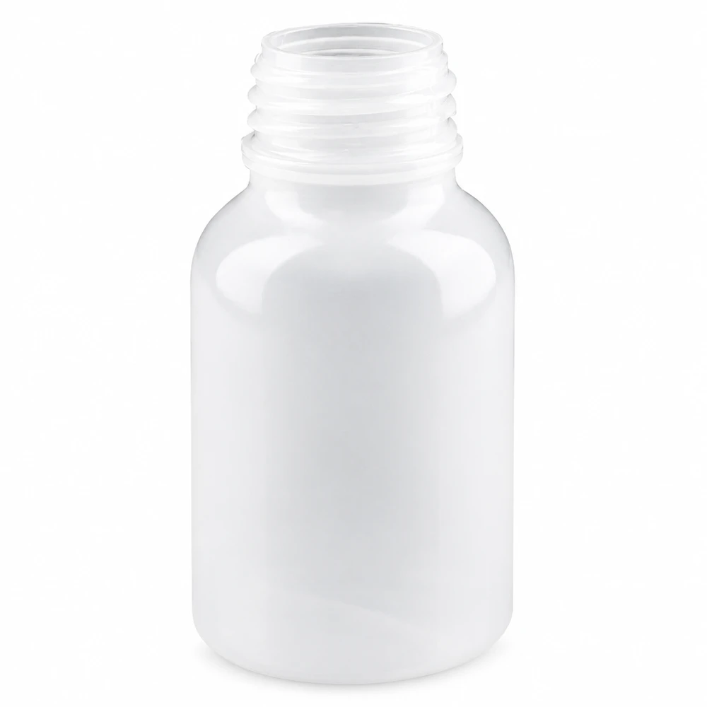 Wijde hals laboratoriumfles 100ml zonder sluiting Kleine fles met brede hals, 100 ml, wit, voor laboratoria, apotheken en wetenschappelijk gebruik
