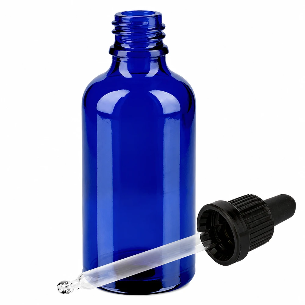 Premium glazen fles 50ml met ergonomische pipetdop voor professioneel gebruik