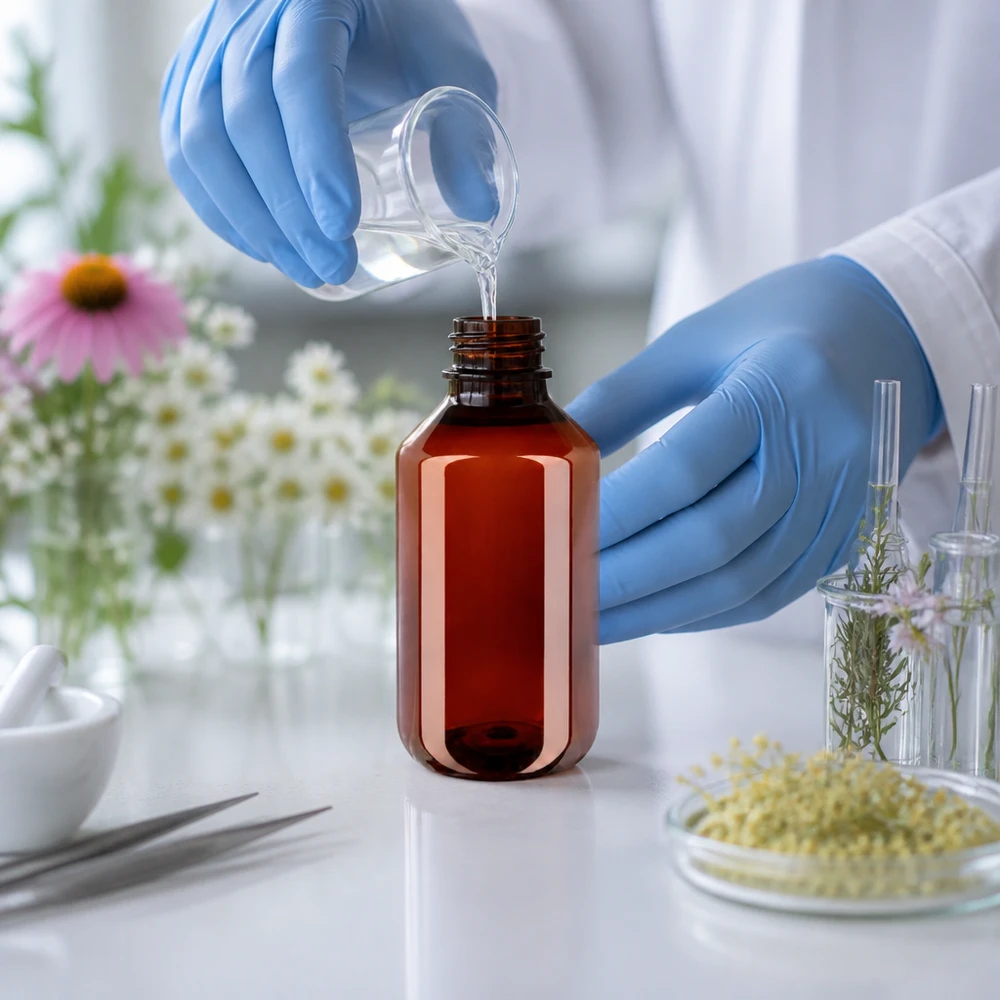 Compacte bruine plastic fles van 100 ml met een veilige klapsluiting voor natuurlijke producten
