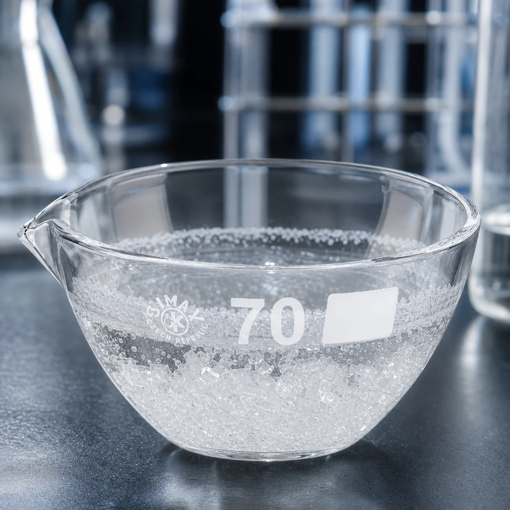 Compacte borosilicaatkom ø7cm met schenktuit voor professionele laboratoriumapparatuur