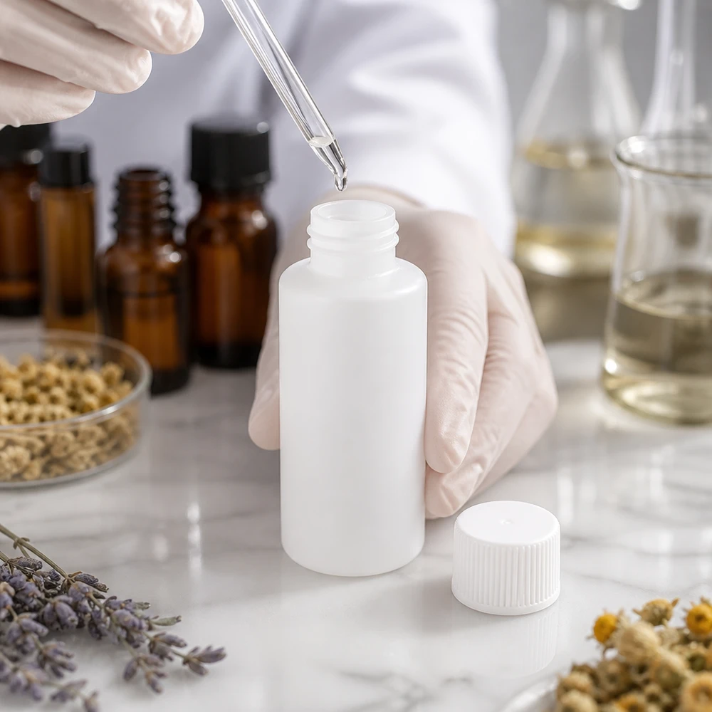 Witte apothekersfles van 30 ml, gemaakt van voedselveilig HDPE, voor oliën, tincturen en extracten