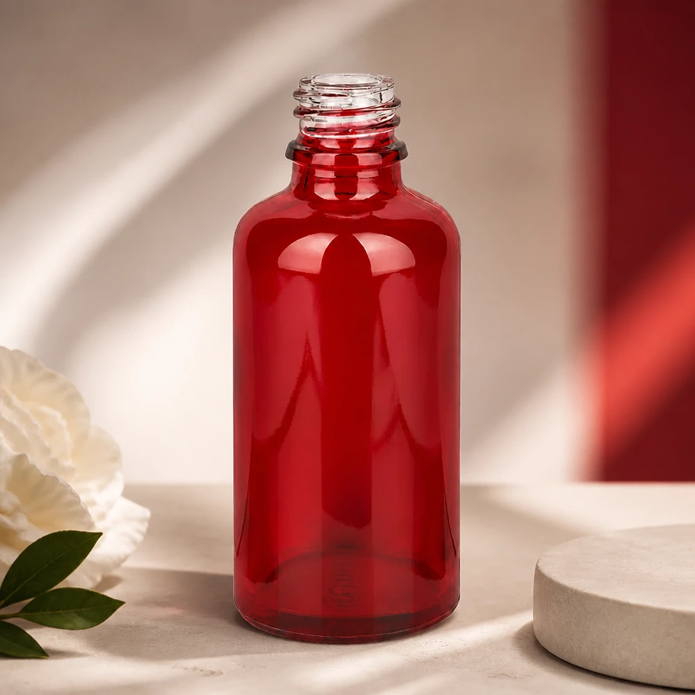 Handige rode glazen RedLine UT18/50 UNiTWIST fles met ergonomische vorm voor eenvoudig gebruik