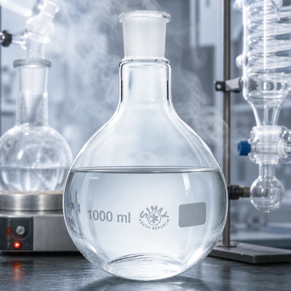 1000 ml kolf met bolvormig lichaam en cilindrische hals voor reactiecontrole
