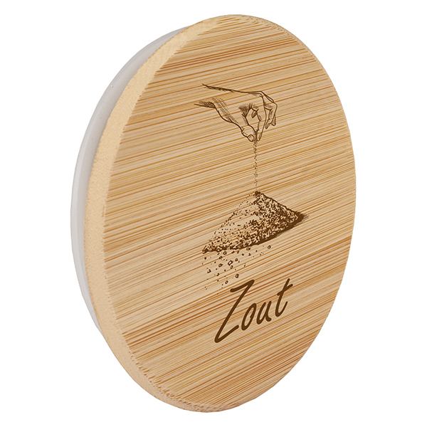 Houten deksel "Zout" voor WECK RR100 Houten deksel "Zout" voor WECK RR100