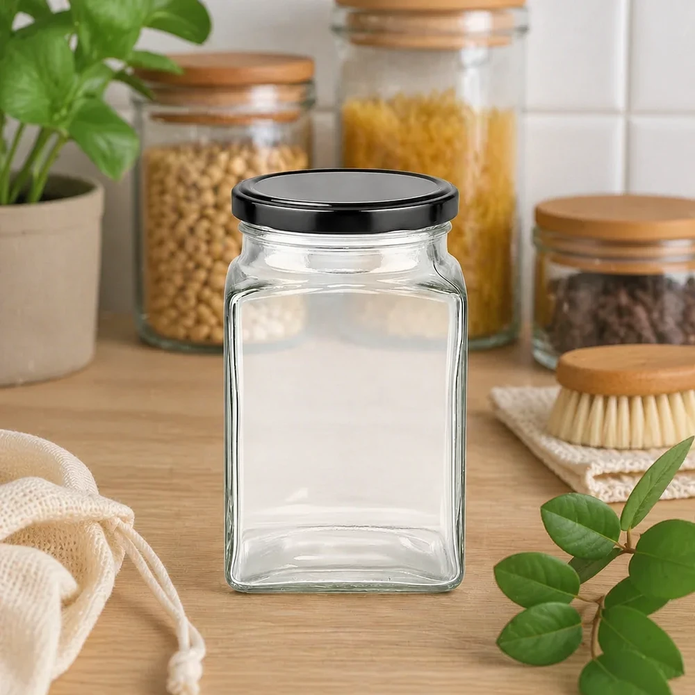 260ml tetraglas met BasicSeal deksel zwart UNiTWIST