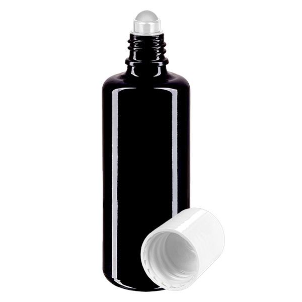 Apothekersflesje violet 100ml roll-on dop wit Apothekersflesje violet 100ml roll-on dop wit