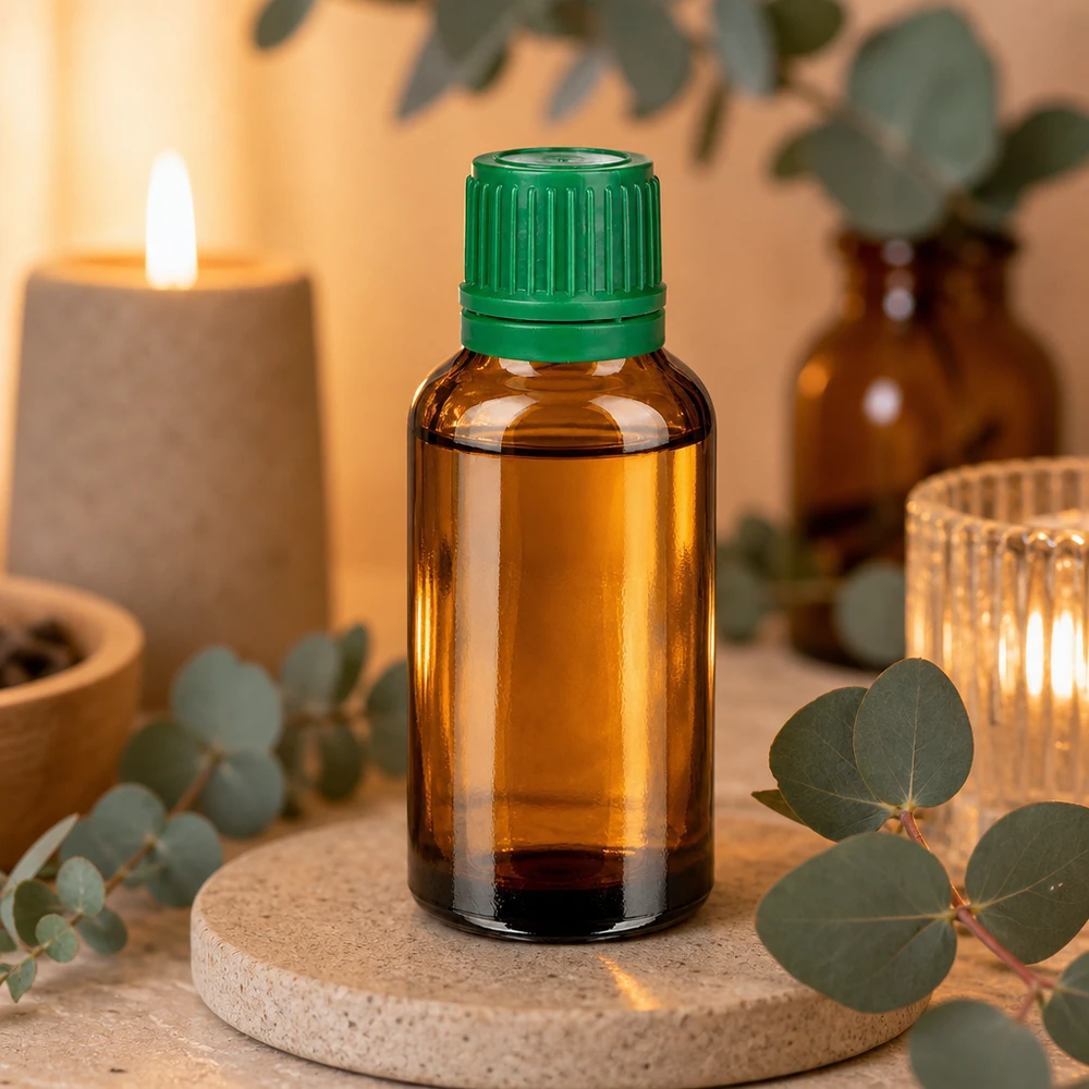30ml fles 11mm SV groen OV BrownLine UT18/30 Stijlvolle glazen fles van 30 ml met groene dop voor hoogwaardige oliën en tincturen