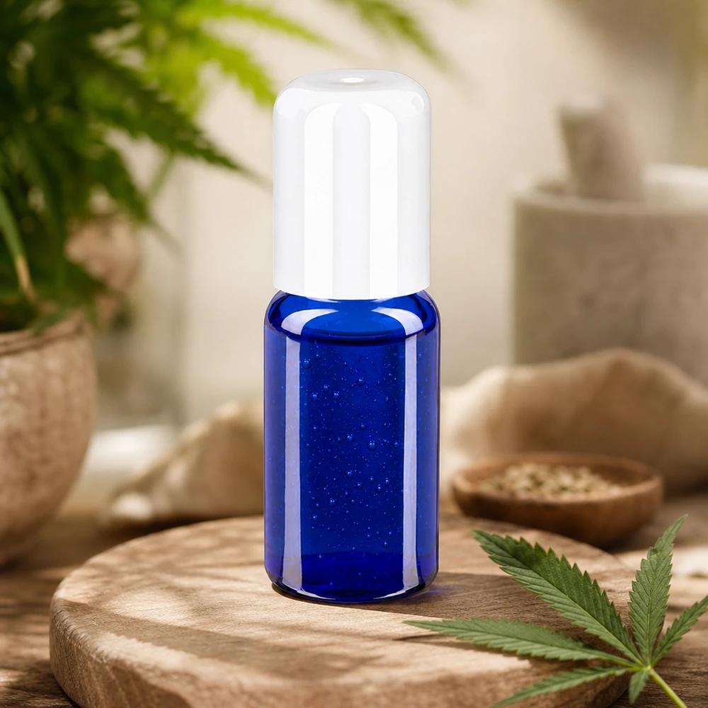 10ml rolfles wit STD BlueLine UT18/10 STD BlueLine Roll-On flesje 10ml gemaakt van UV-beschermend blauw glas met witte applicator