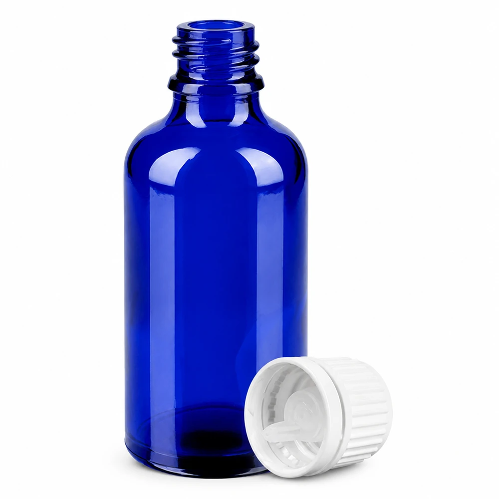 Laboratoriumkwaliteit druppelfles 50ml kobaltblauw met 0,7mm druppelaar voor farmaceutische toepassingen