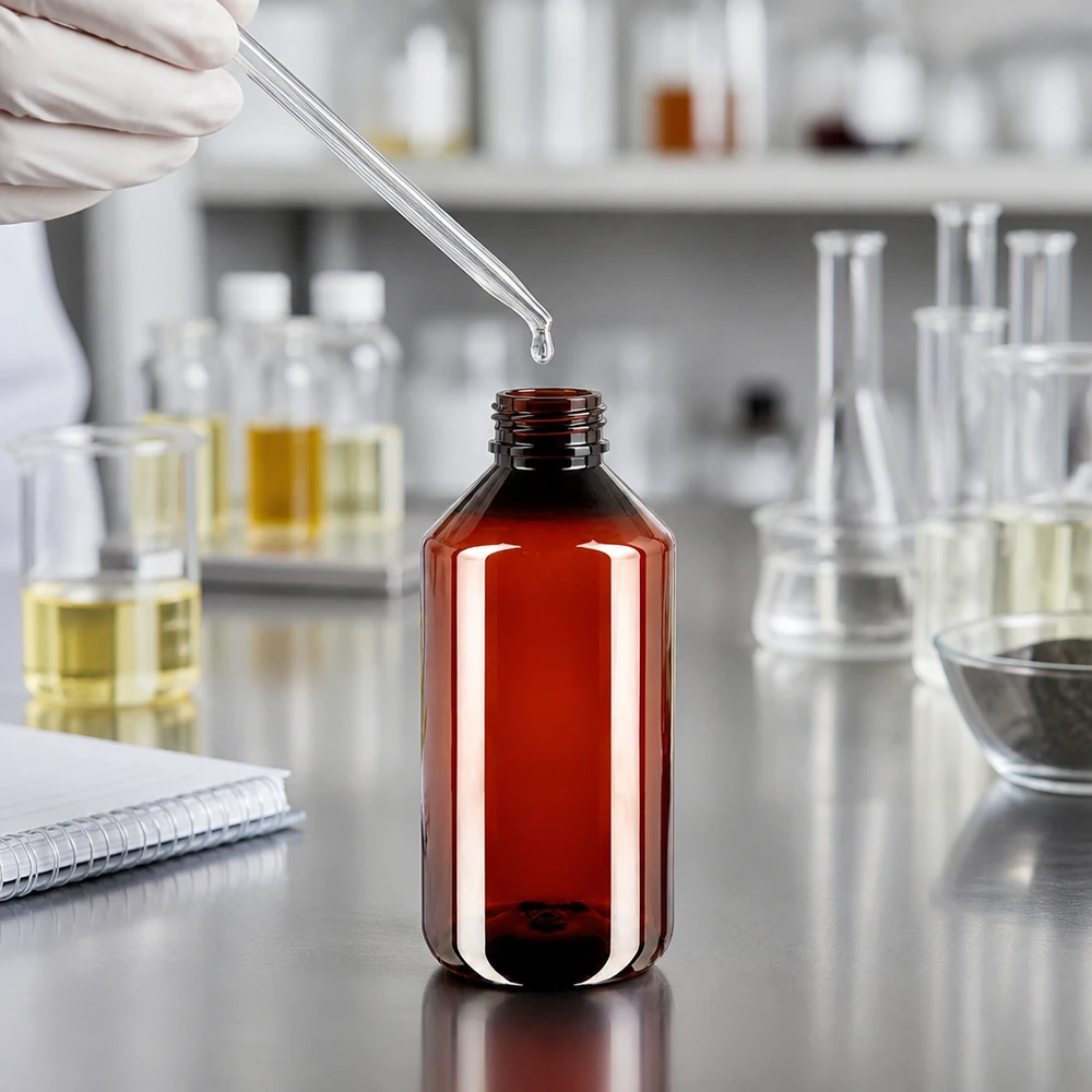 PET fles 750ml met bruine verzegelstop 750 ml bruine PET-voorraadfles met OV-sluiting, geschikt voor laboratoriumtoepassingen