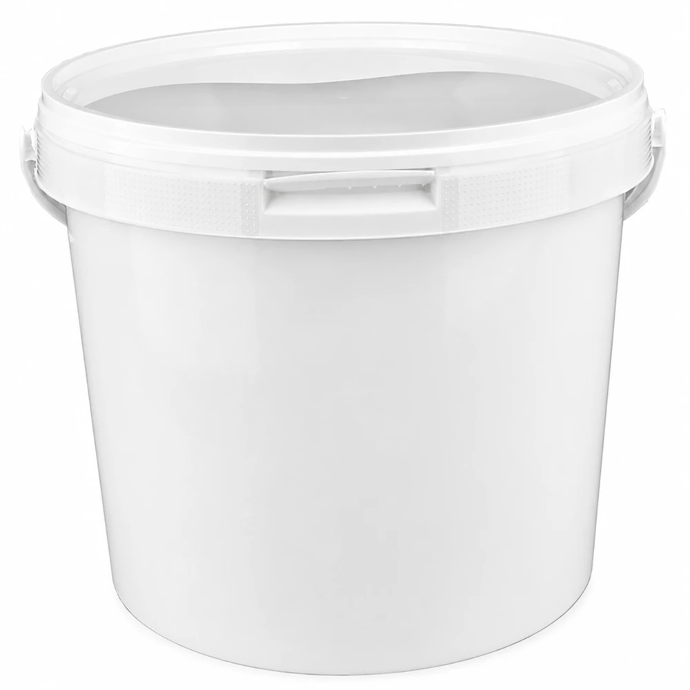 5,6 liter emmer van wit PP plastic met deksel Voedselveilige PP-emmer van 5,6 l in wit, met veiligheidsdeksel en handvat