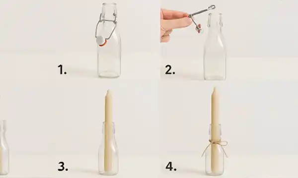 DIY lysestage lavet af en flaske med bøjle