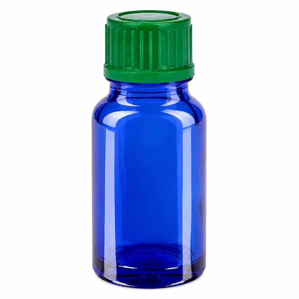Compact 10ml flesje blauw groen 11mm SV STD BlueLine UT18/10 voor kleine hoeveelheden