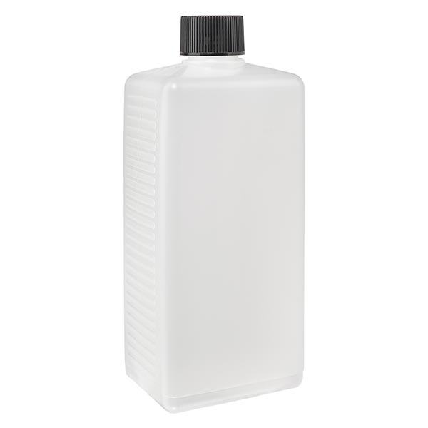 500ml vierkante fles PE naturel, met dop 500ml vierkante fles PE naturel, met dop
