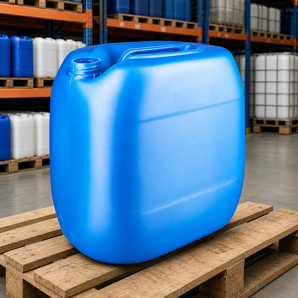 Blauwe 30 liter-container met brede opening zonder deksel voor chemicaliën en vloeistoffen