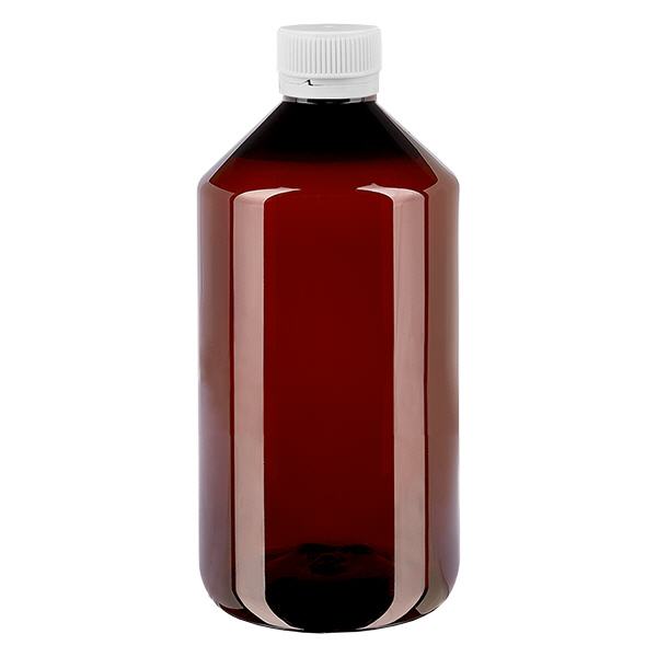 PET fles 750ml met witte verzegelde dop, geribbeld PET fles 750ml met witte verzegelde dop, geribbeld