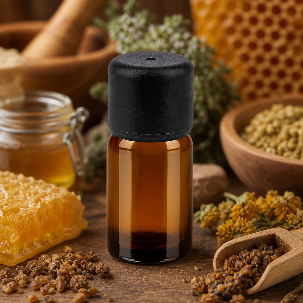 5ml amberkleurig glazen druppelflesje met 6mm opening voor het nauwkeurig doseren van essentiële oliën
