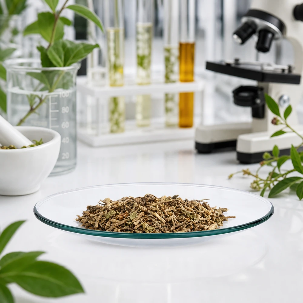 Horloge glazen schaal in steriele laboratoriumomgeving voor farmaceutisch plantenonderzoek