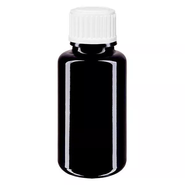 Apothekersfles viol. 20ml schroefdop wit bolletjes pc Apothekersfles viol. 20ml schroefdop wit bolletjes pc