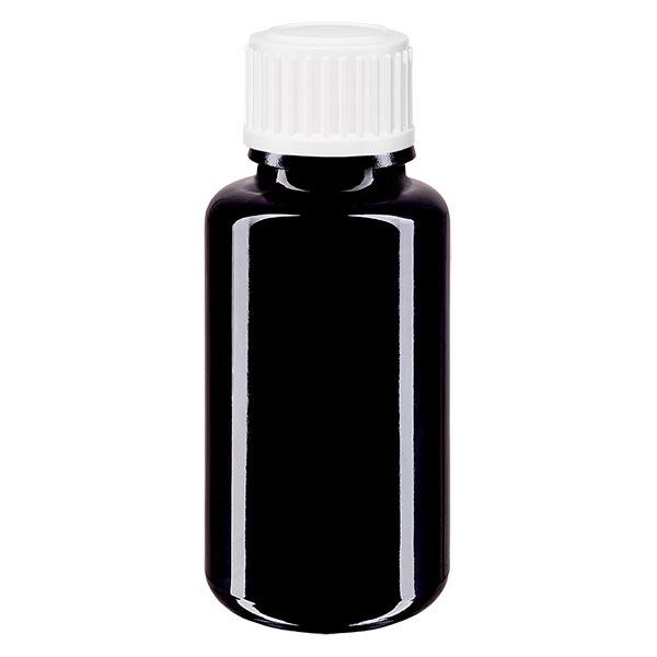 Apothekersfles viol. 20ml schroefdop wit bolletjes pc Apothekersfles viol. 20ml schroefdop wit bolletjes pc