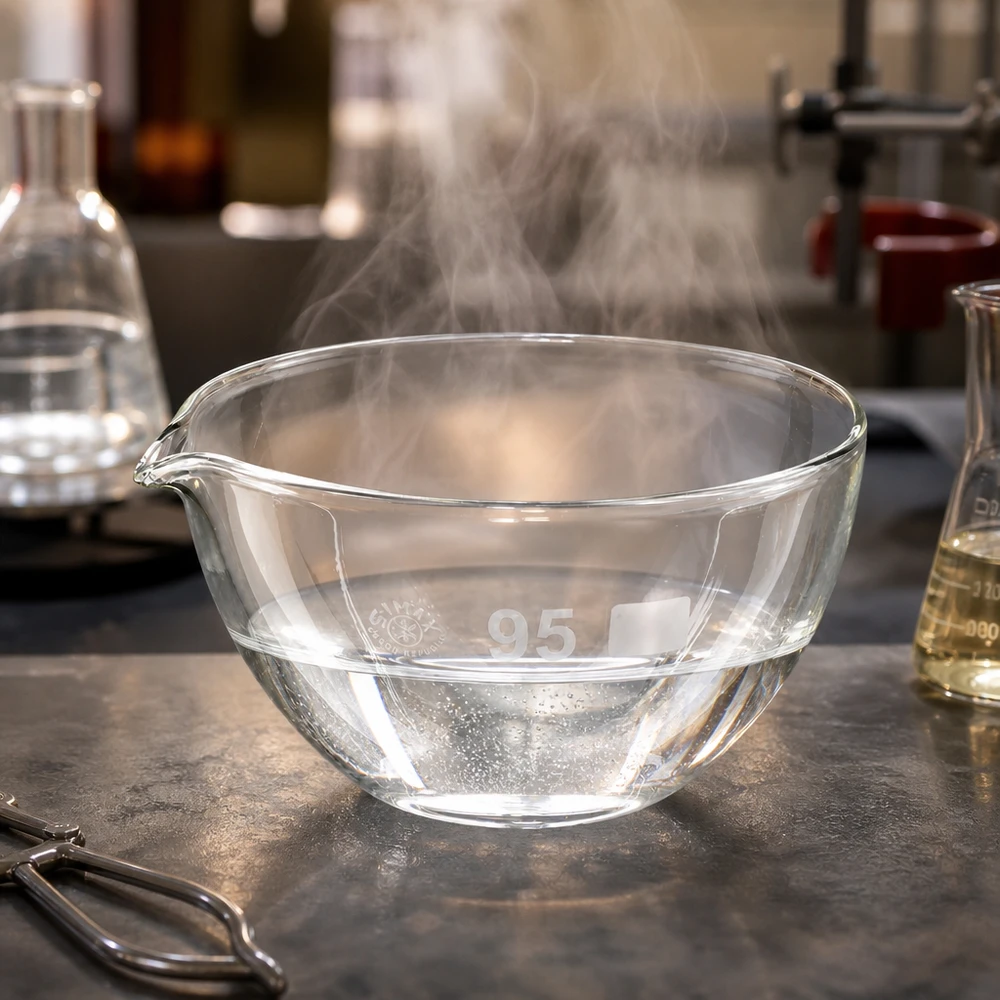 Hoogwaardige glazen schaal van 170 ml met schenktuit voor professionele laboratoriumtoepassingen