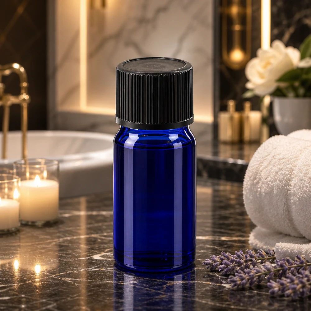 Robuust glazen flesje van 5 ml met anti-slip schroefdop voor veilig gebruik