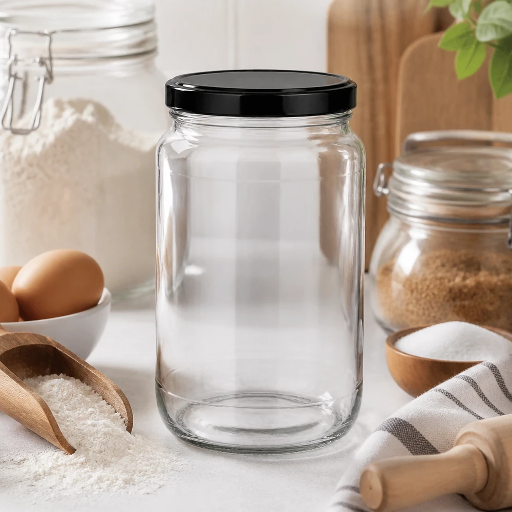 1700ml ronde pot leeg in moderne keuken toont elegant ontwerp voor veelzijdige opslag en decoratie