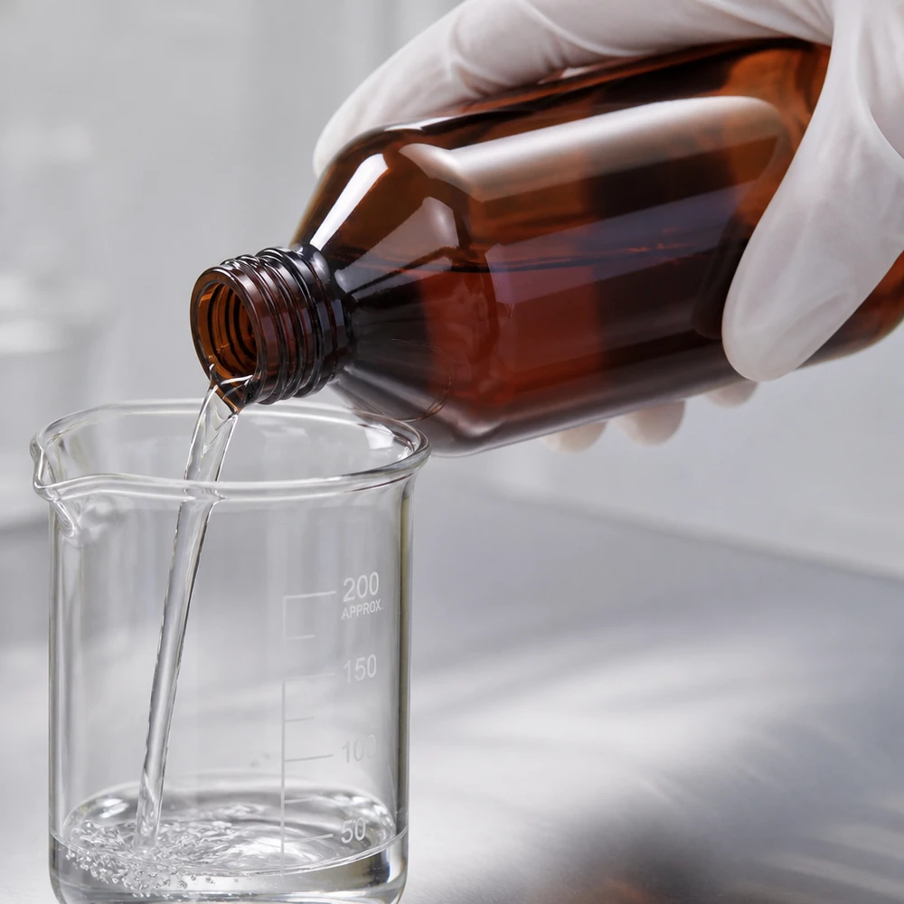 PET fles 500ml met bruine dop standaard Rechteckige 500ml PET Flasche braun mit Standardverschluss beim präzisen Dosieren im Labor