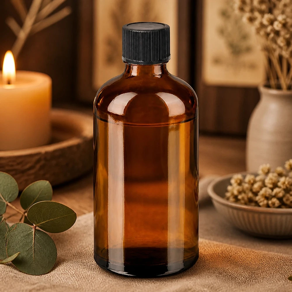 Stijlvolle 100ml BrownLine fles met druppelaar, ideaal voor Bach bloemen en essences.