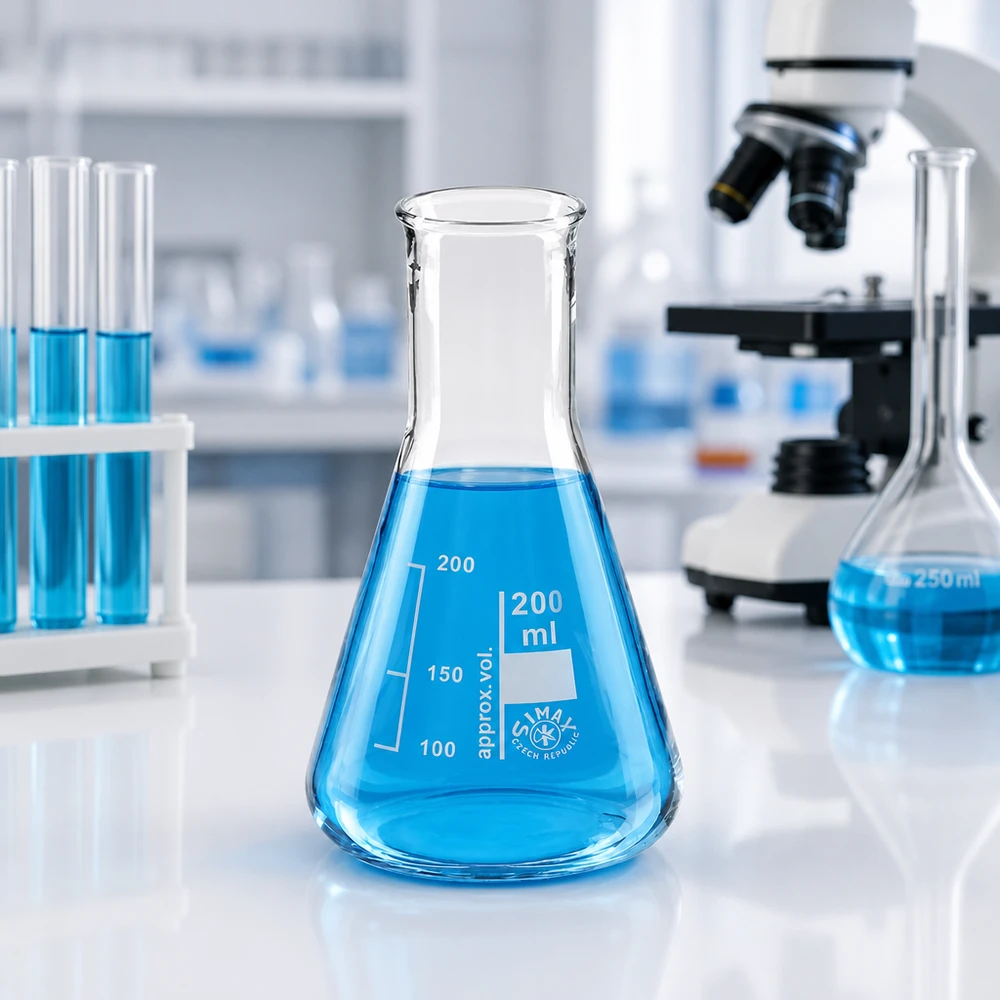 Erlenmeyer 200ml nauwe hals borosilicaat met afgeronde rand