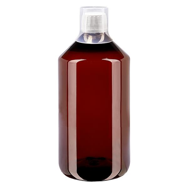 PET fles 750ml met witte verzegelstop + beker PET fles 750ml met witte verzegelstop + beker