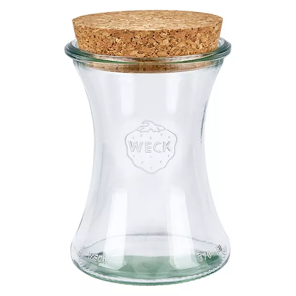 370ml tulpenglas WECK RR80 met kurk WECK tulpenpot 370ml RR80 met natuurlijk kurkdeksel inmaakpot voorraadpot transparant