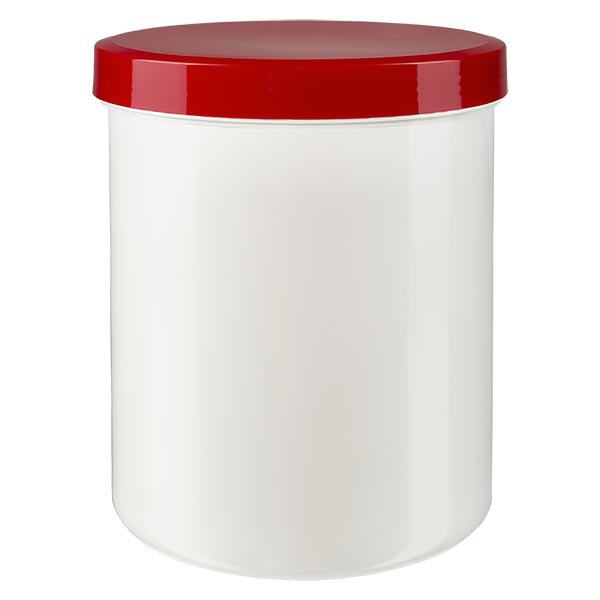 Zalfpot 1000g wit met rood schroefdeksel (PP) Zalfpot 1000g wit met rood schroefdeksel (PP)