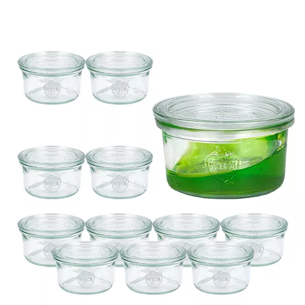 Set van 12 Weckpotten 165 ml bekers met 12 glazen deksels Set van 12 Weckpotten 165 ml bekers met 12 glazen deksels