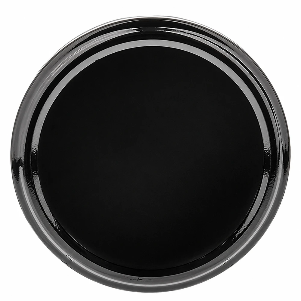 63 mm BasicSeal-deksel, zwart (TO63) UNiTWIST Ronde zwarte schroefdop 63 mm BasicSeal TO63 conservendeksel, gezien van bovenaf